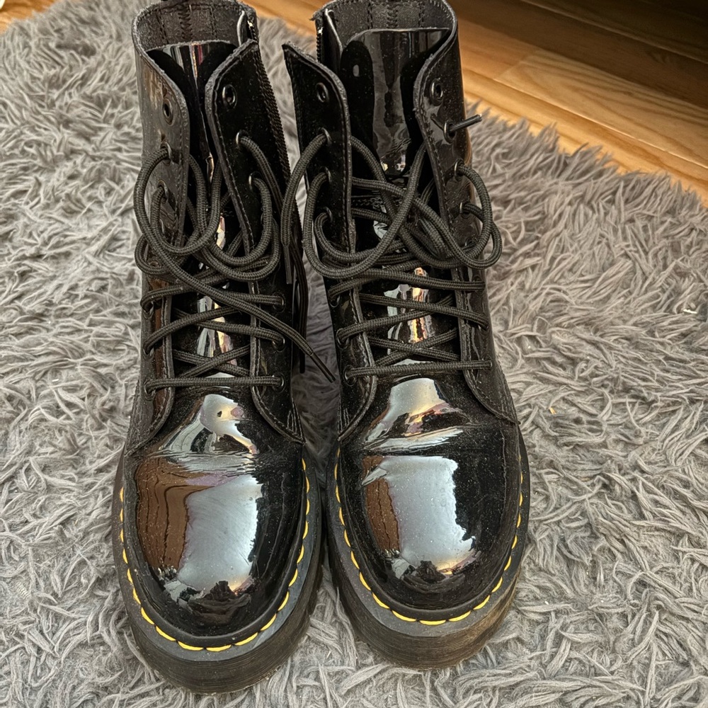 Dr. Martens Black Patent Leather Platform Boots